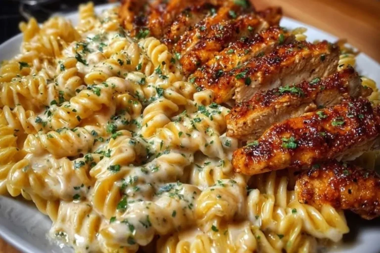 Creamy Cajun Chicken Rotini with Mozzarella Alfredo Sauce