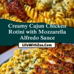 Creamy Cajun Chicken Rotini with Mozzarella Alfredo Sauce Pin 1