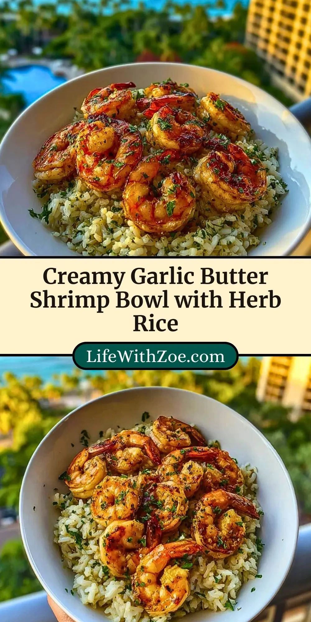 Creamy Garlic Butter Shrimp Bowl with Herb Rice Pin 2