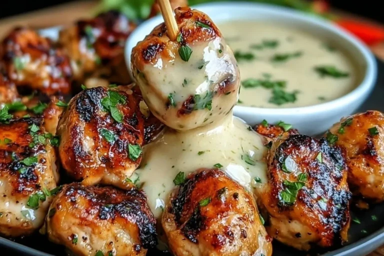 Creamy Garlic Sauce with Grilled Chicken Bites 1