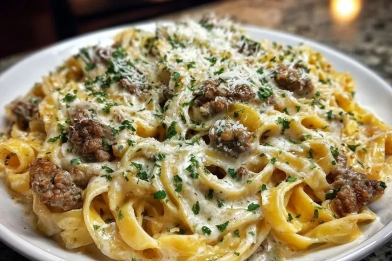 Creamy Parmesan Beef Fettuccine with Garlic Butter Sauce 1