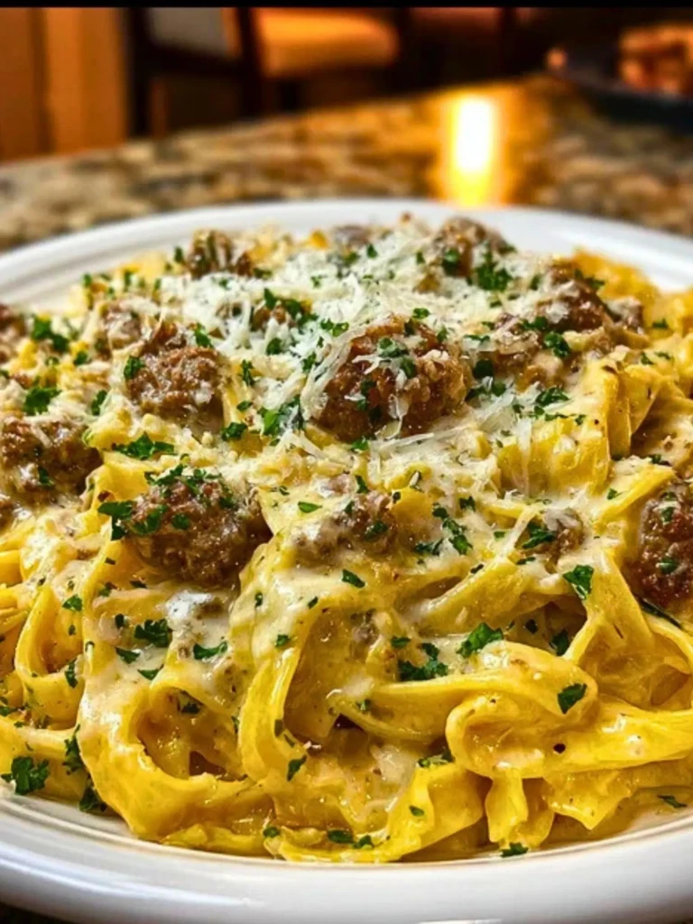 Creamy Parmesan Beef Fettuccine with Garlic Butter Sauce 2