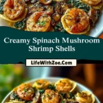 Creamy Spinach Mushroom Shrimp Shells Pin 1