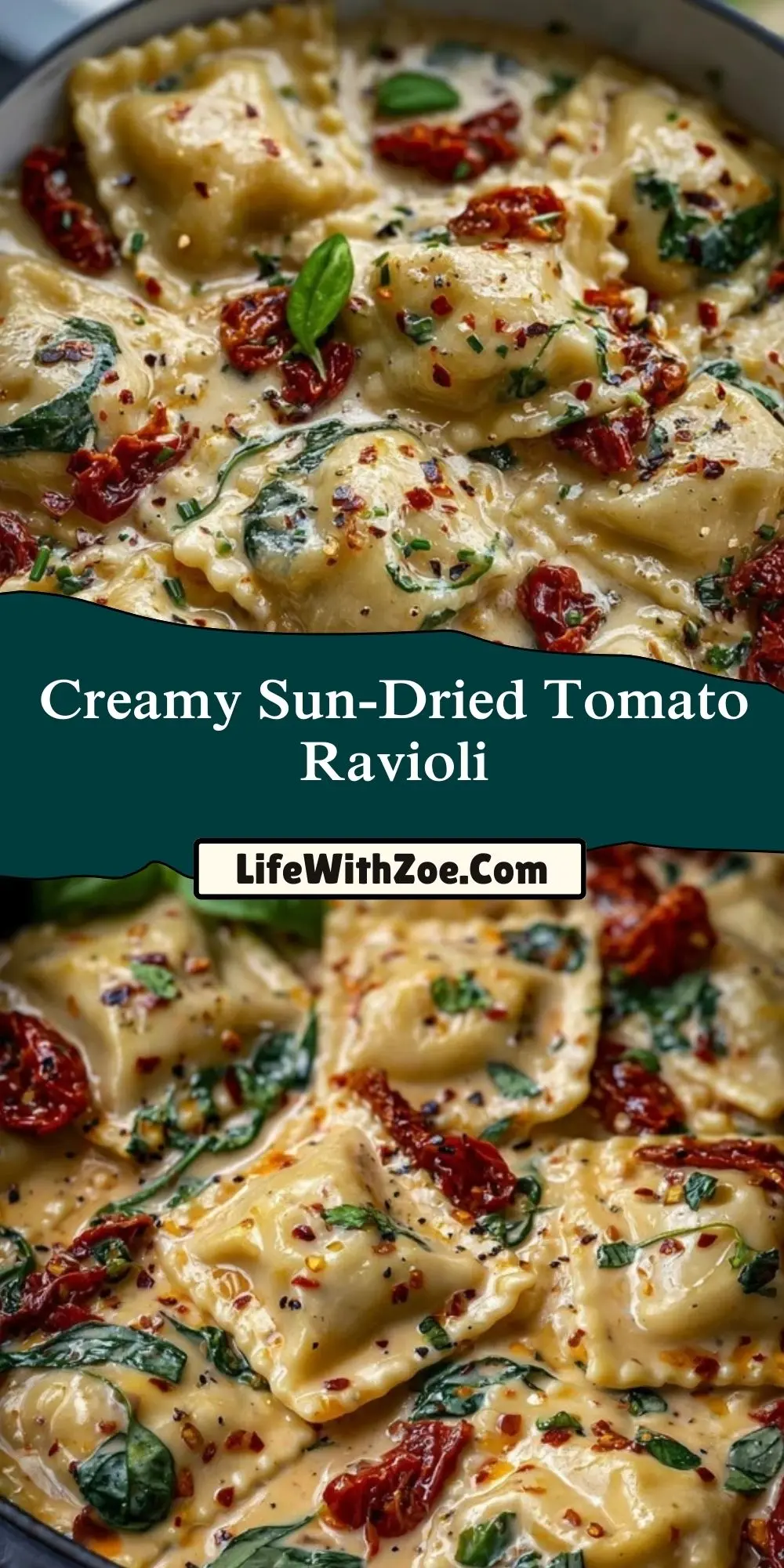 Creamy Sun-Dried Tomato Ravioli Pin 1