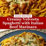 Creamy Velveeta Spaghetti with Italian Beef Marinara Pin