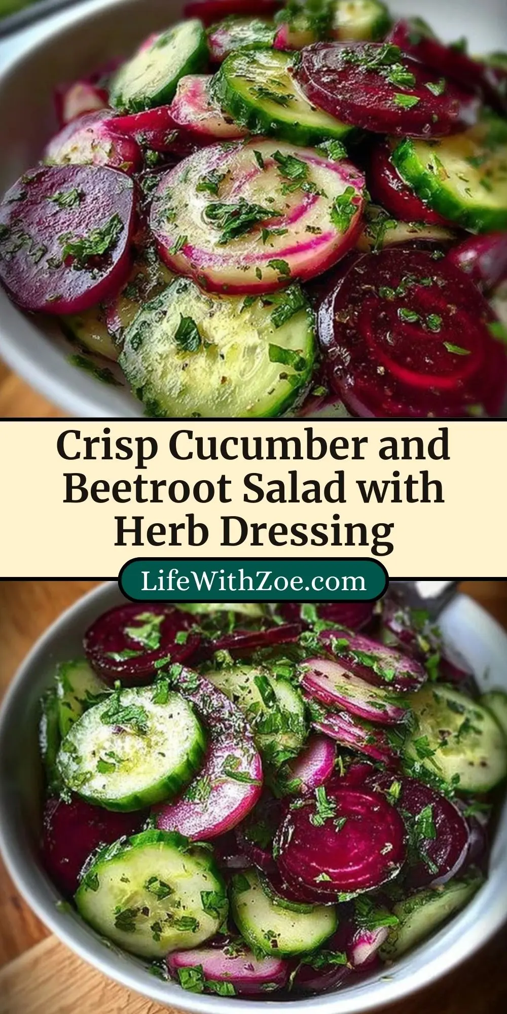 Crisp Cucumber and Beetroot Salad with Herb Dressing Pin 2