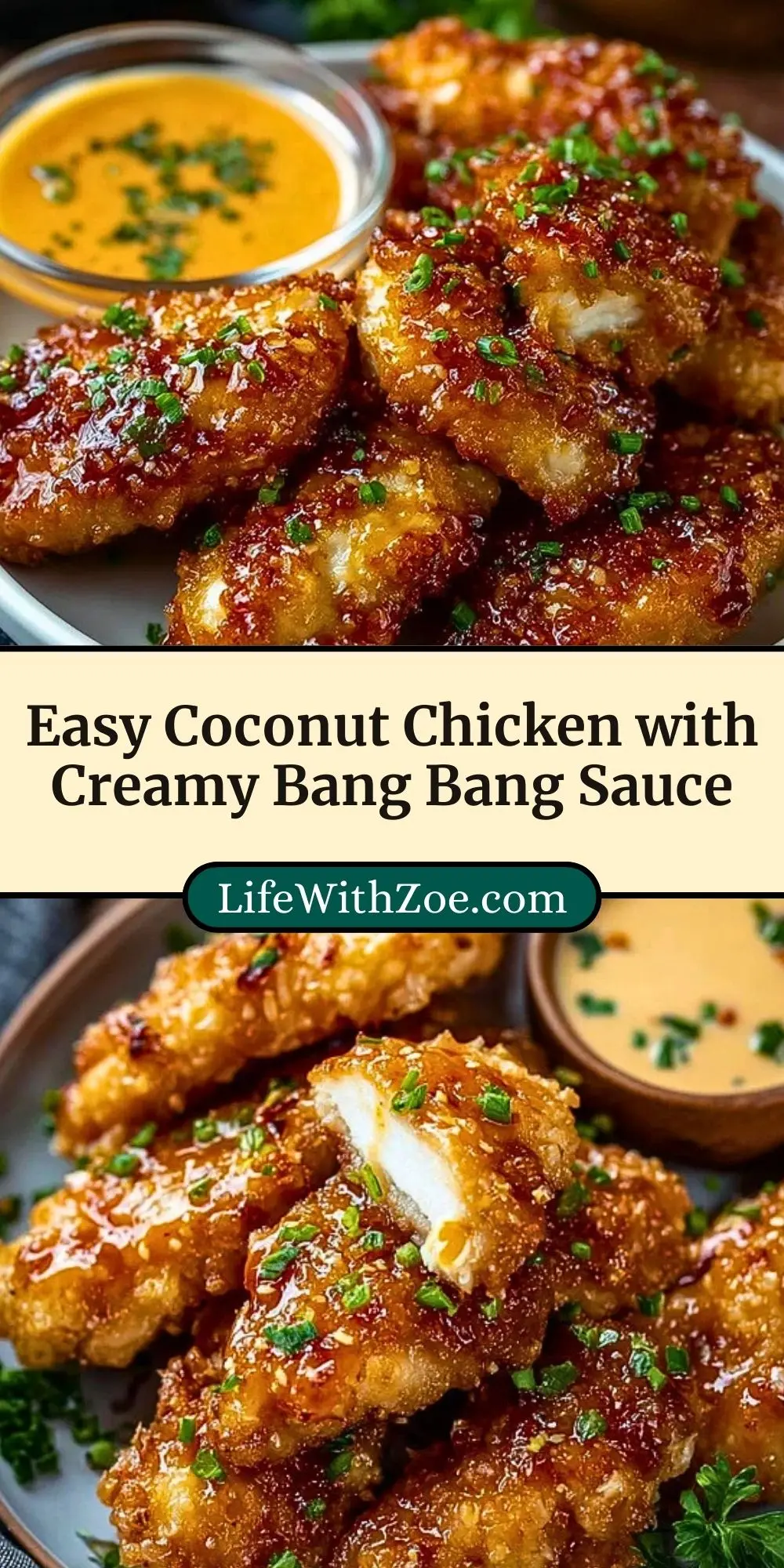 Easy Coconut Chicken with Creamy Bang Bang Sauce Pin 2
