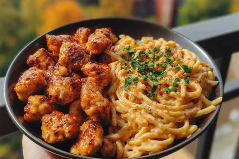 Easy Garlic Butter Chicken Bites with Spicy Cajun Alfredo Recipe 1
