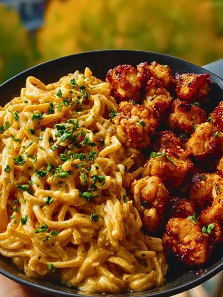 Easy Garlic Butter Chicken Bites with Spicy Cajun Alfredo Recipe 2