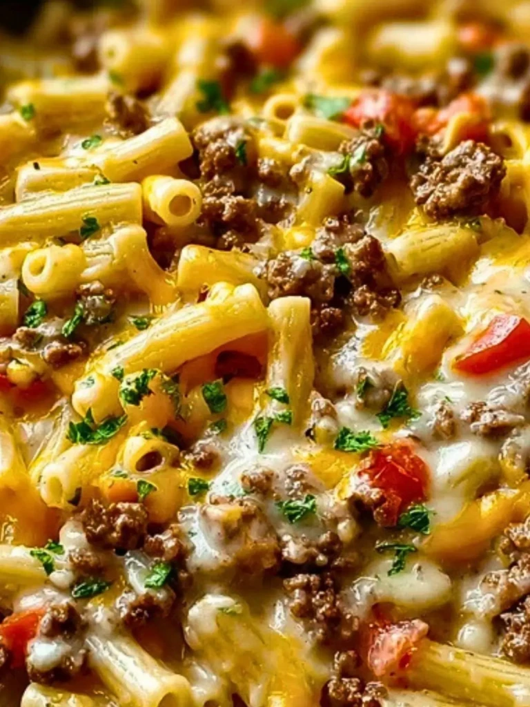 Easy Loaded Cheeseburger Alfredo Pasta 2