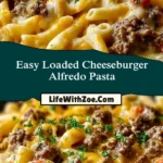 Easy Loaded Cheeseburger Alfredo Pasta Pin 1