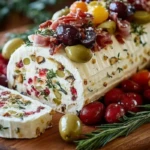 Festive Holiday Antipasto Cream Cheese Log 1
