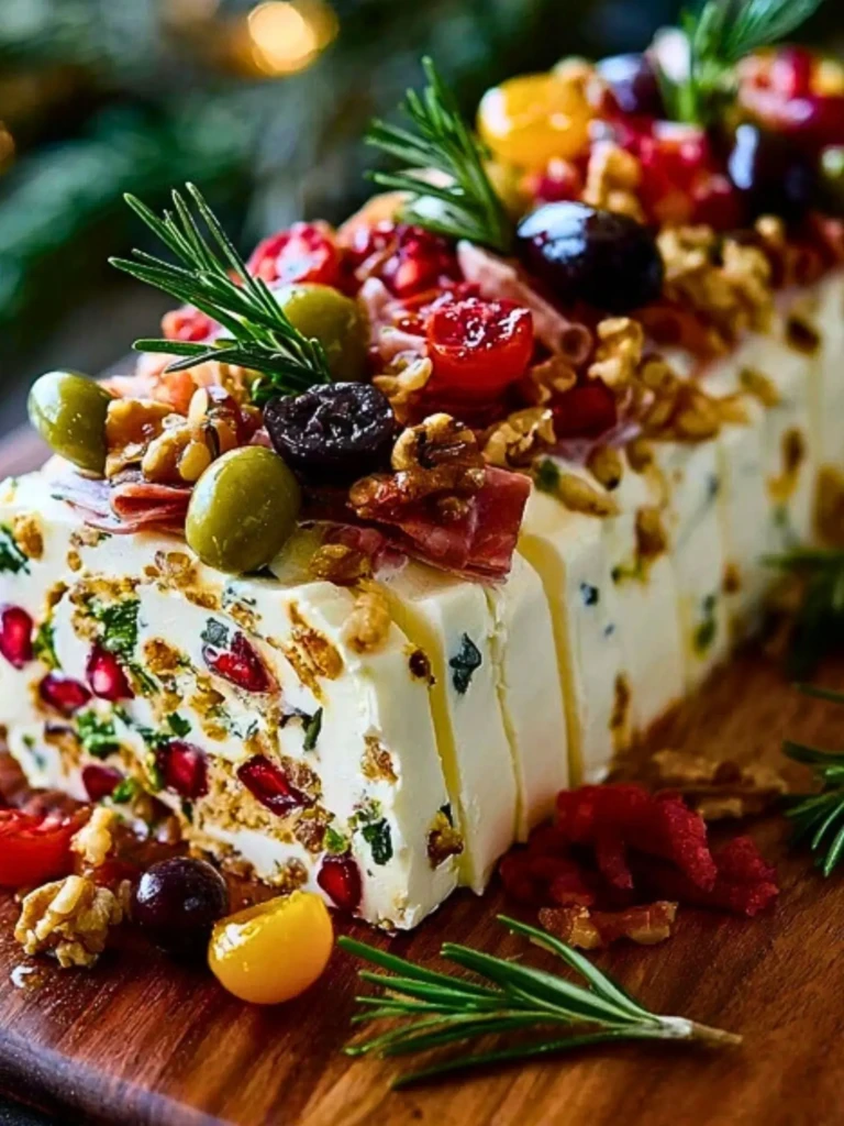_Festive Holiday Antipasto Cream Cheese Log 2