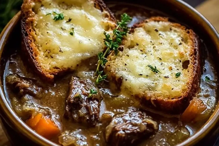 French Onion Short Rib Soup with Gruyère Toast 1