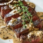 French Seared Steak with Cognac Cream Sauce 1