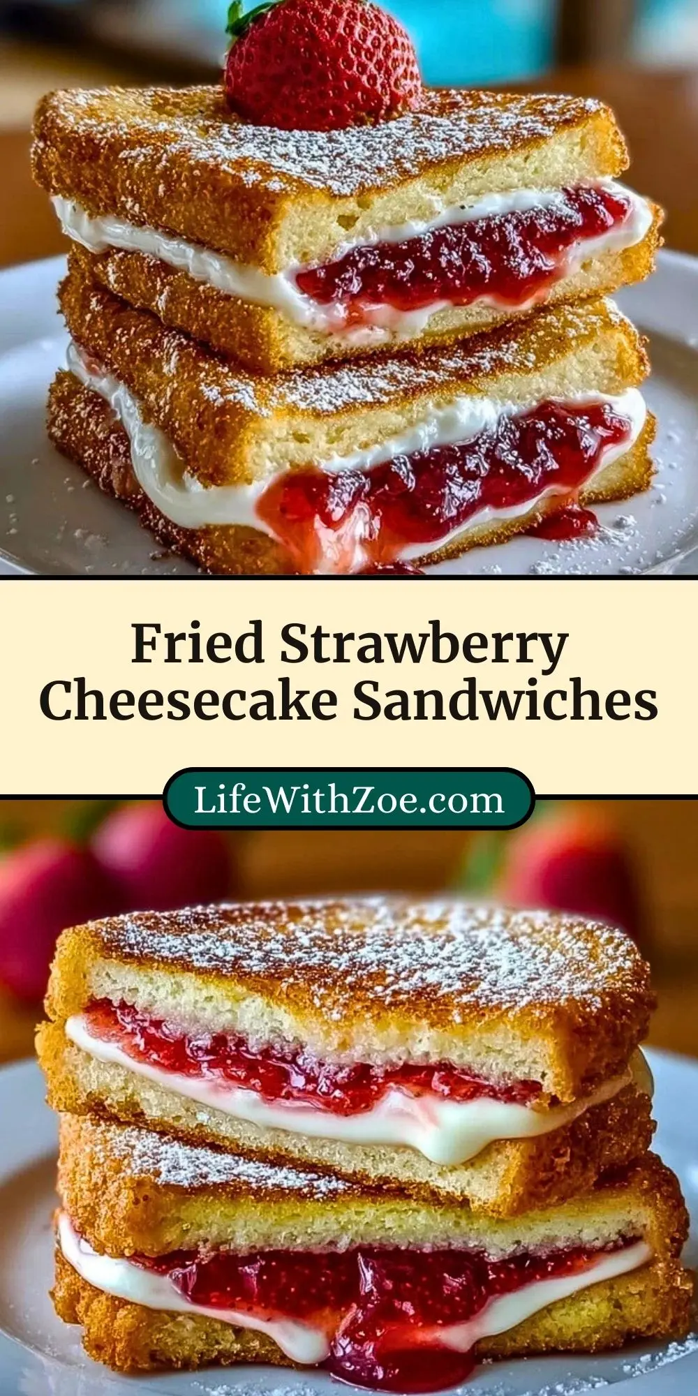 Fried Strawberry Cheesecake Sandwiches Pin 2