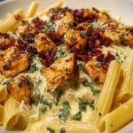 Garlic Butter Chicken Penne with Creamy Three-Cheese Sauce 1