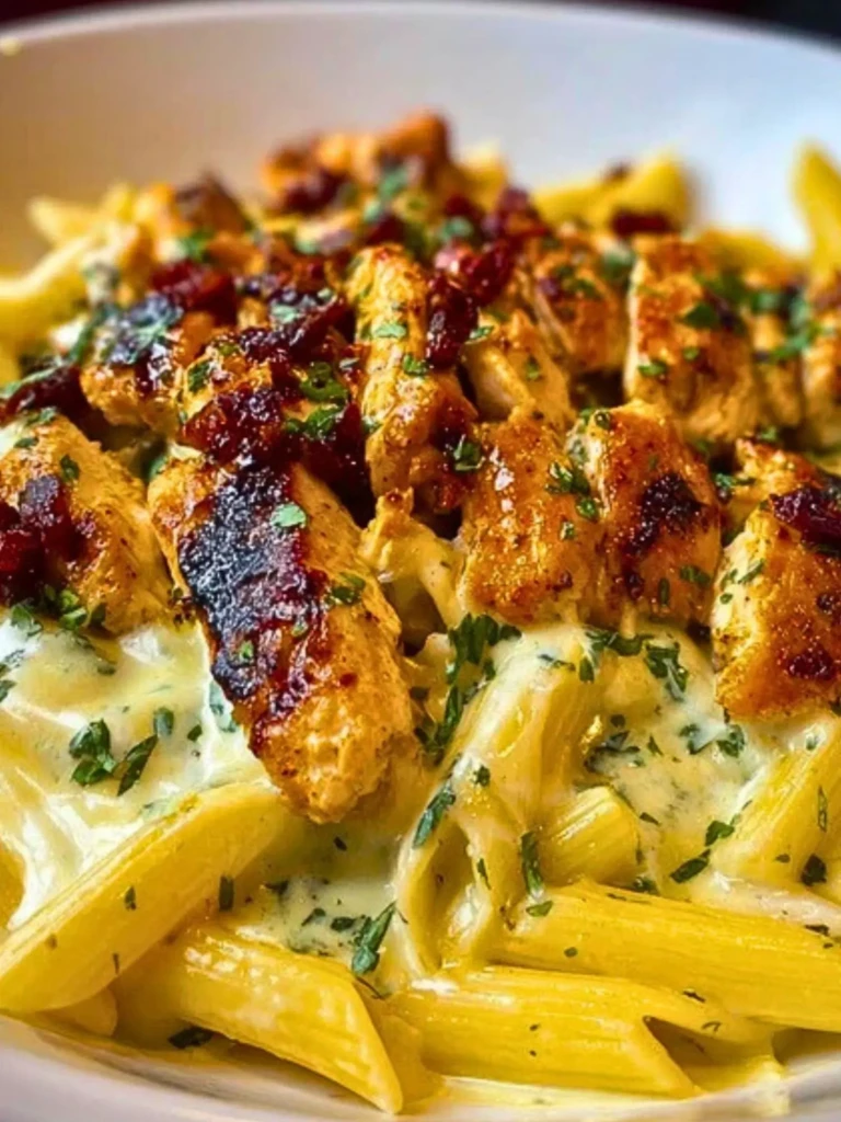 Garlic Butter Chicken Penne with Creamy Three-Cheese Sauce 2