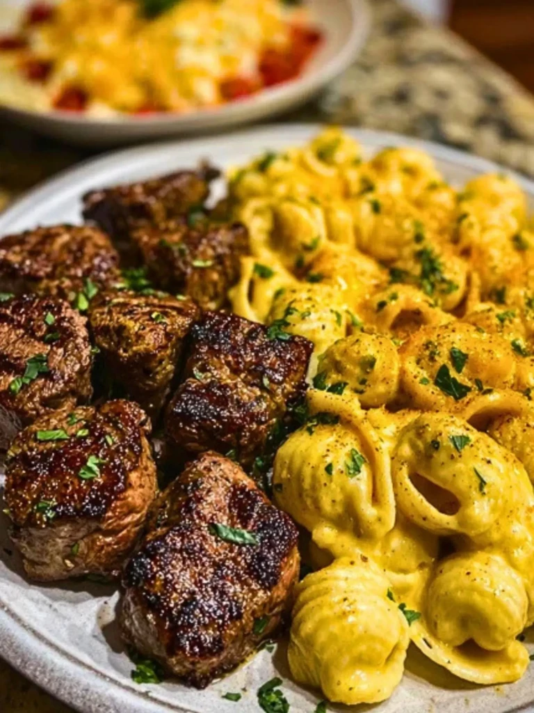 Garlic Butter Steak Bites & Loaded Cheddar Alfredo Shells 2
