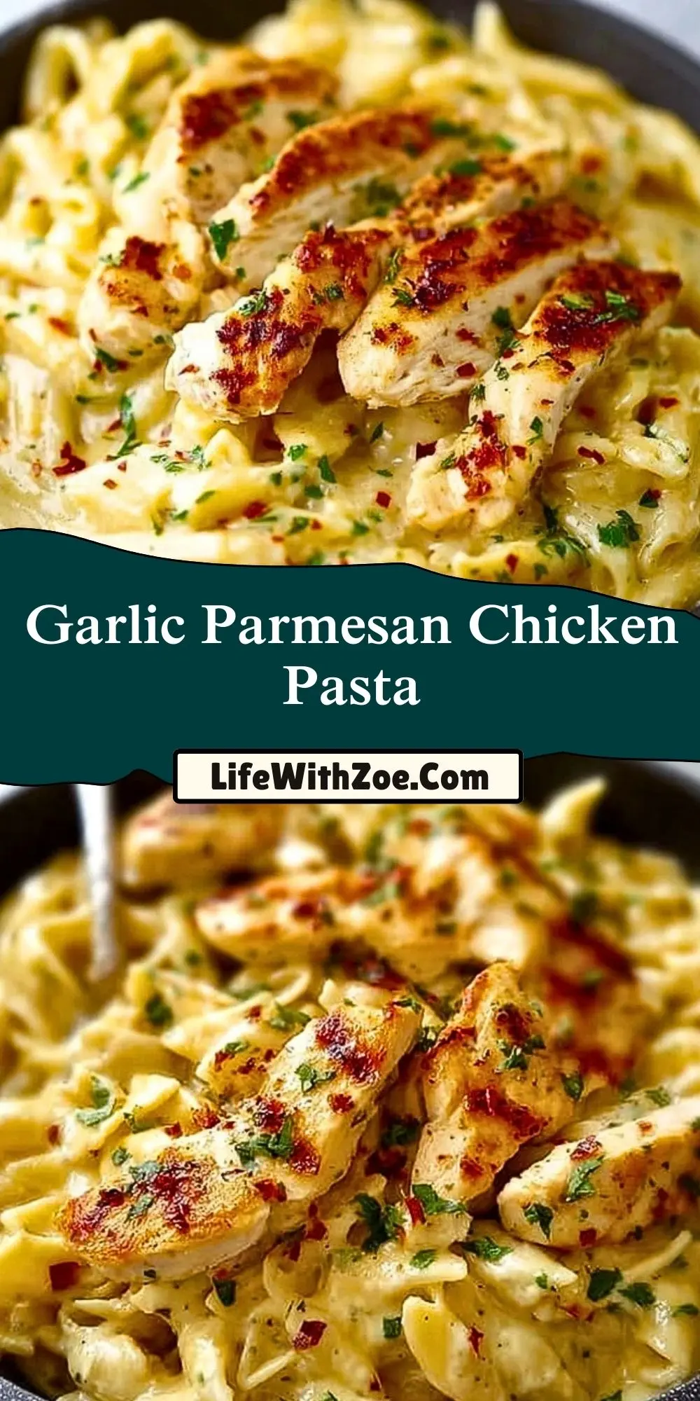 Garlic Parmesan Chicken Pasta Pin 1