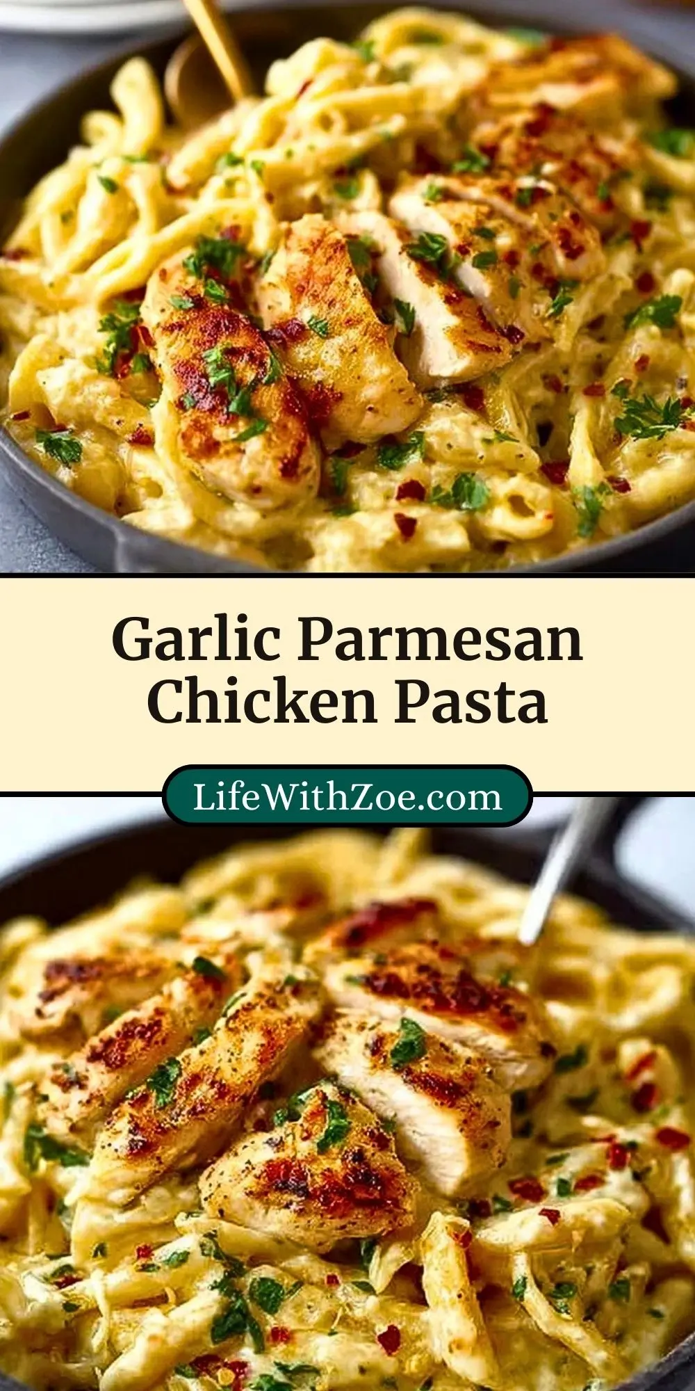 Garlic Parmesan Chicken Pasta Pin 2