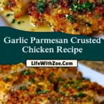 Garlic Parmesan Crusted Chicken Recipe Pin 1