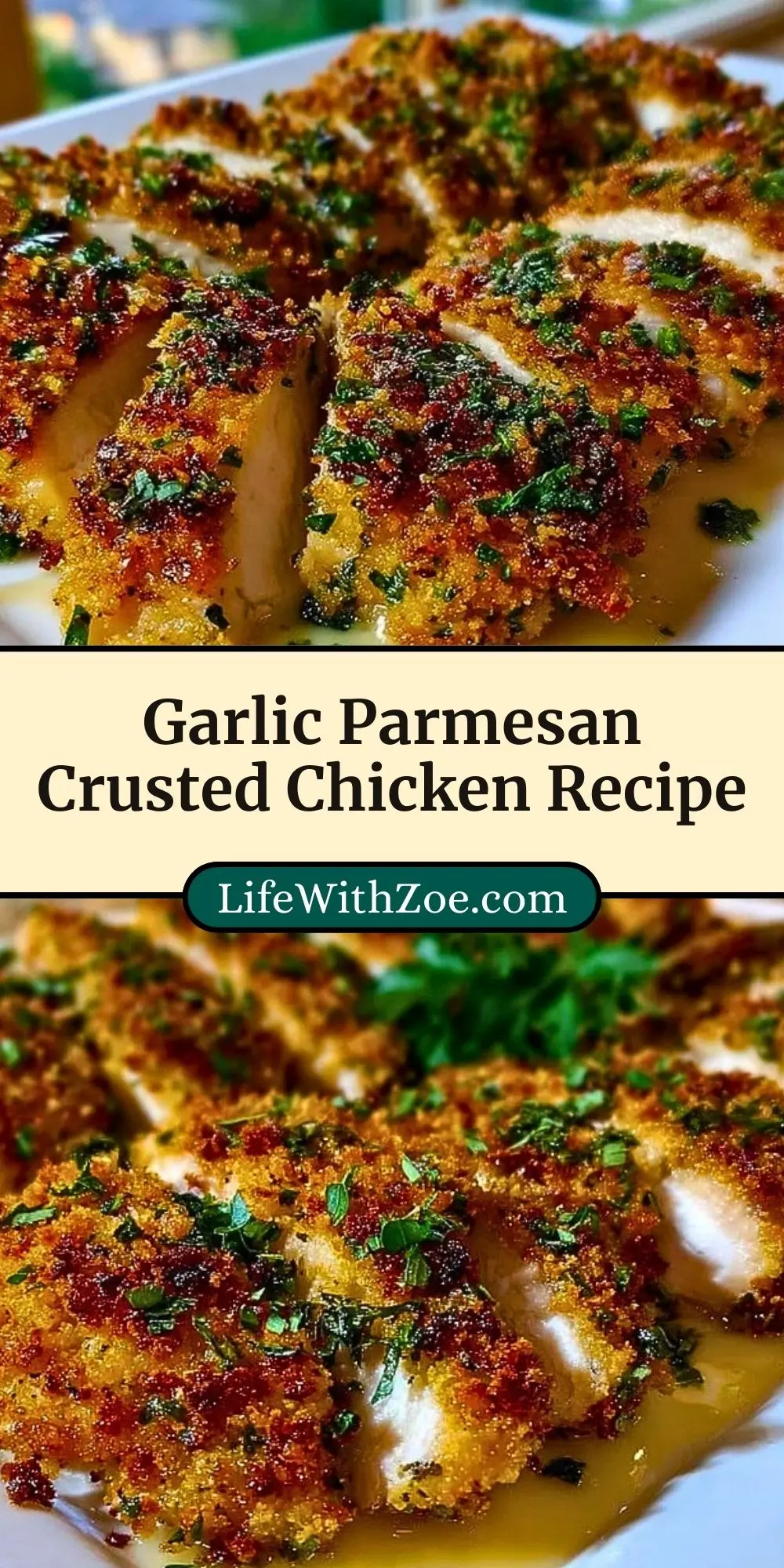 Garlic Parmesan Crusted Chicken Recipe Pin 2