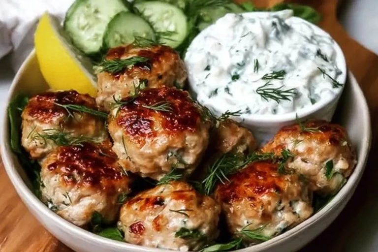 Greek Chicken Meatballs with Tzatziki Sauce 1