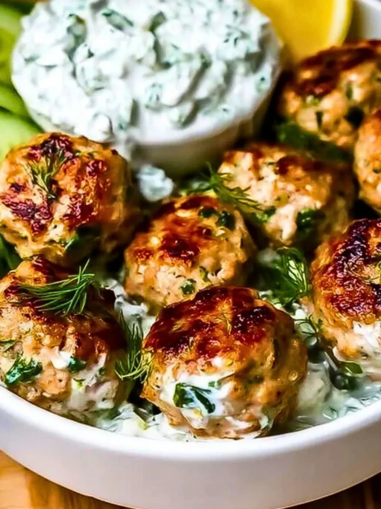 Greek Chicken Meatballs with Tzatziki Sauce 2