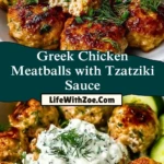 Greek Chicken Meatballs with Tzatziki Sauce Pin 1
