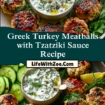 Greek Turkey Meatballs with Tzatziki Sauce Recipe Pin 1