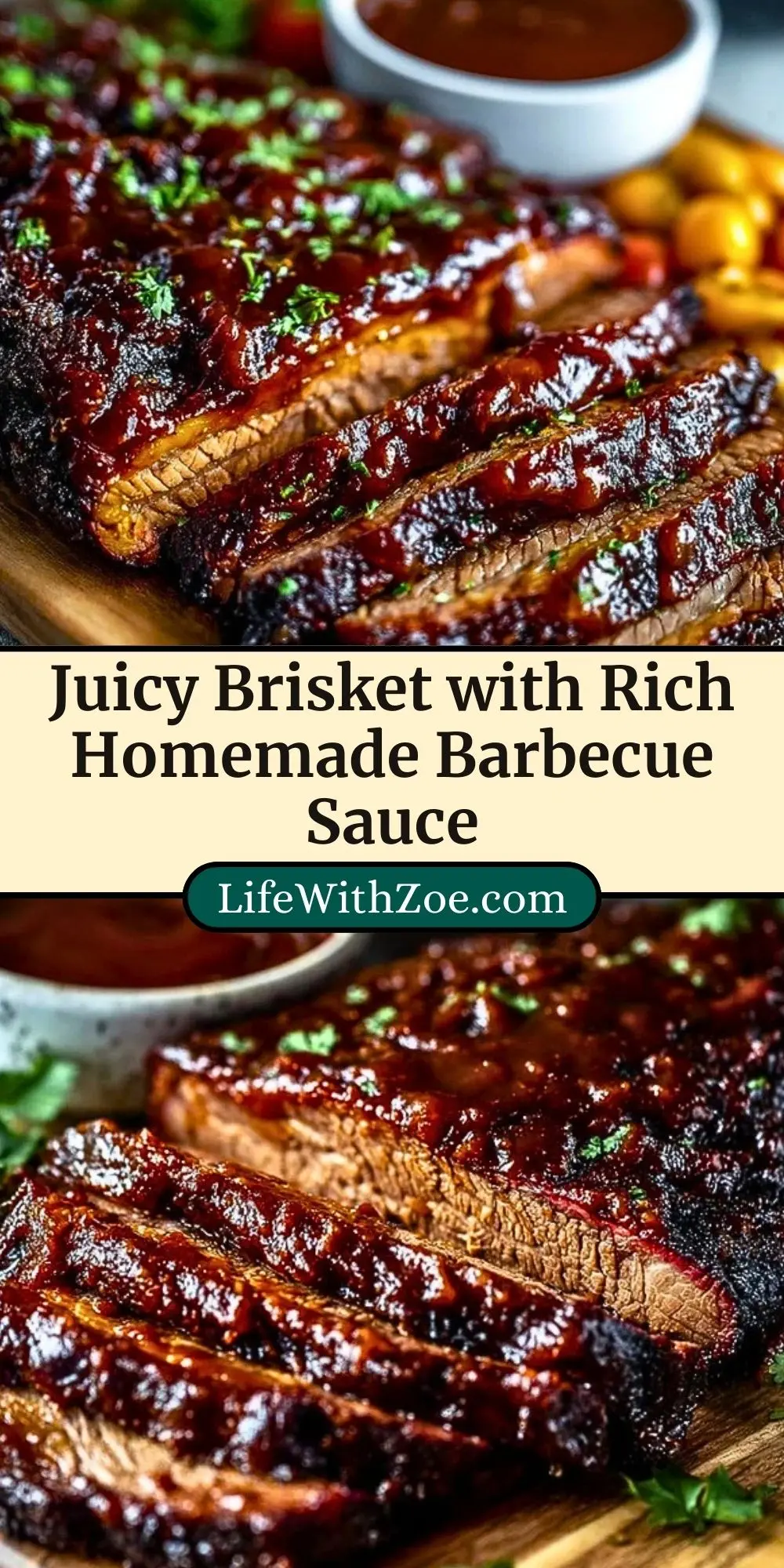 Juicy Brisket with Rich Homemade Barbecue Sauce Pin 2