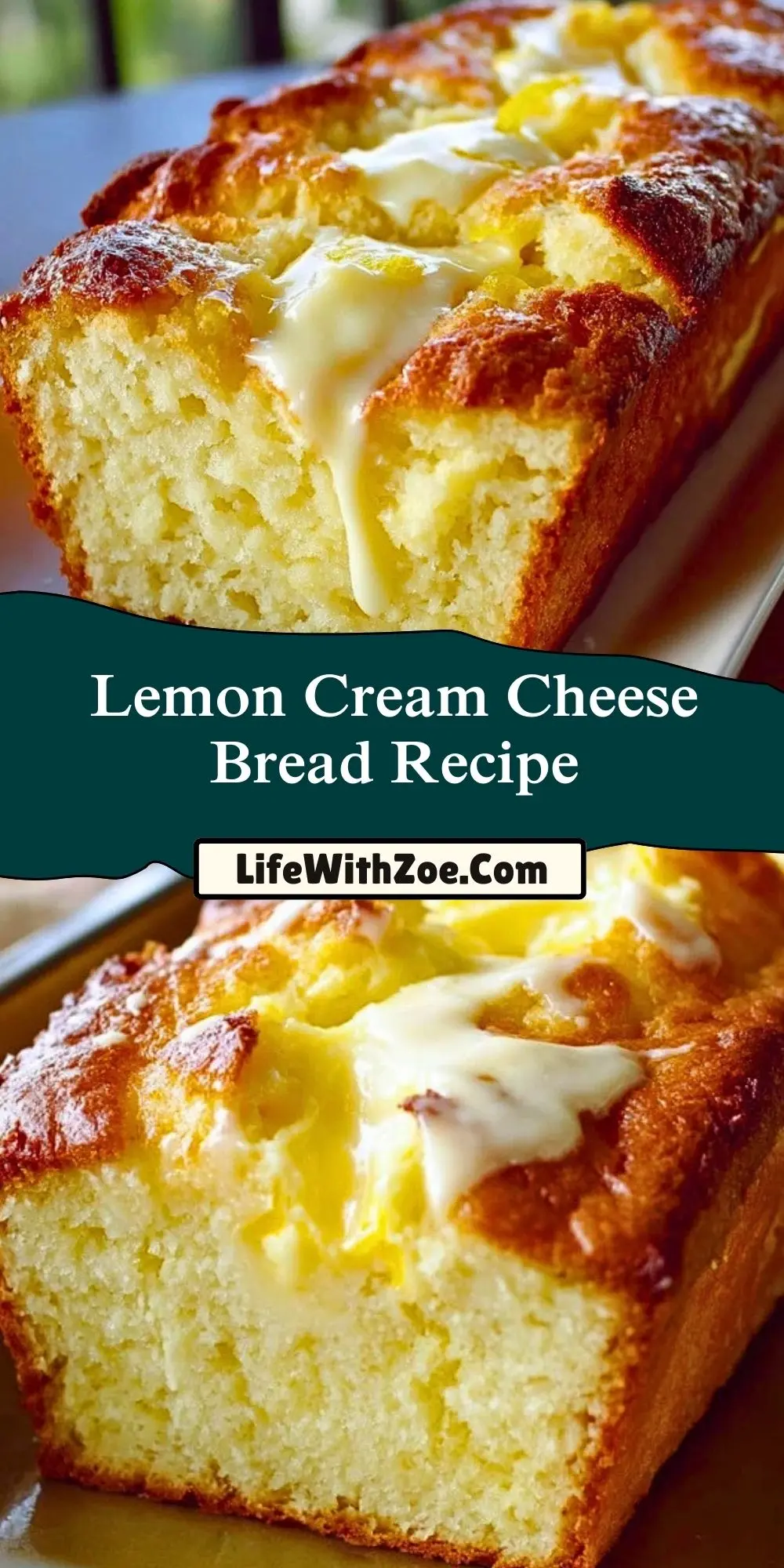 Lemon Cream Cheese Bread Recipe Pin 1