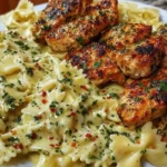 Lemon Garlic Chicken with Creamy Bowtie Pasta 1