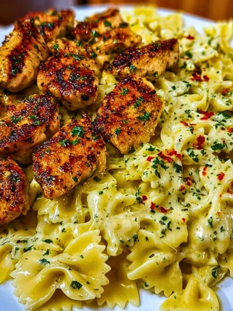 Lemon Garlic Chicken with Creamy Bowtie Pasta 2