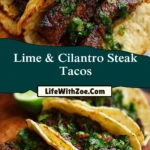 Lime & Cilantro Steak Tacos Pin 1