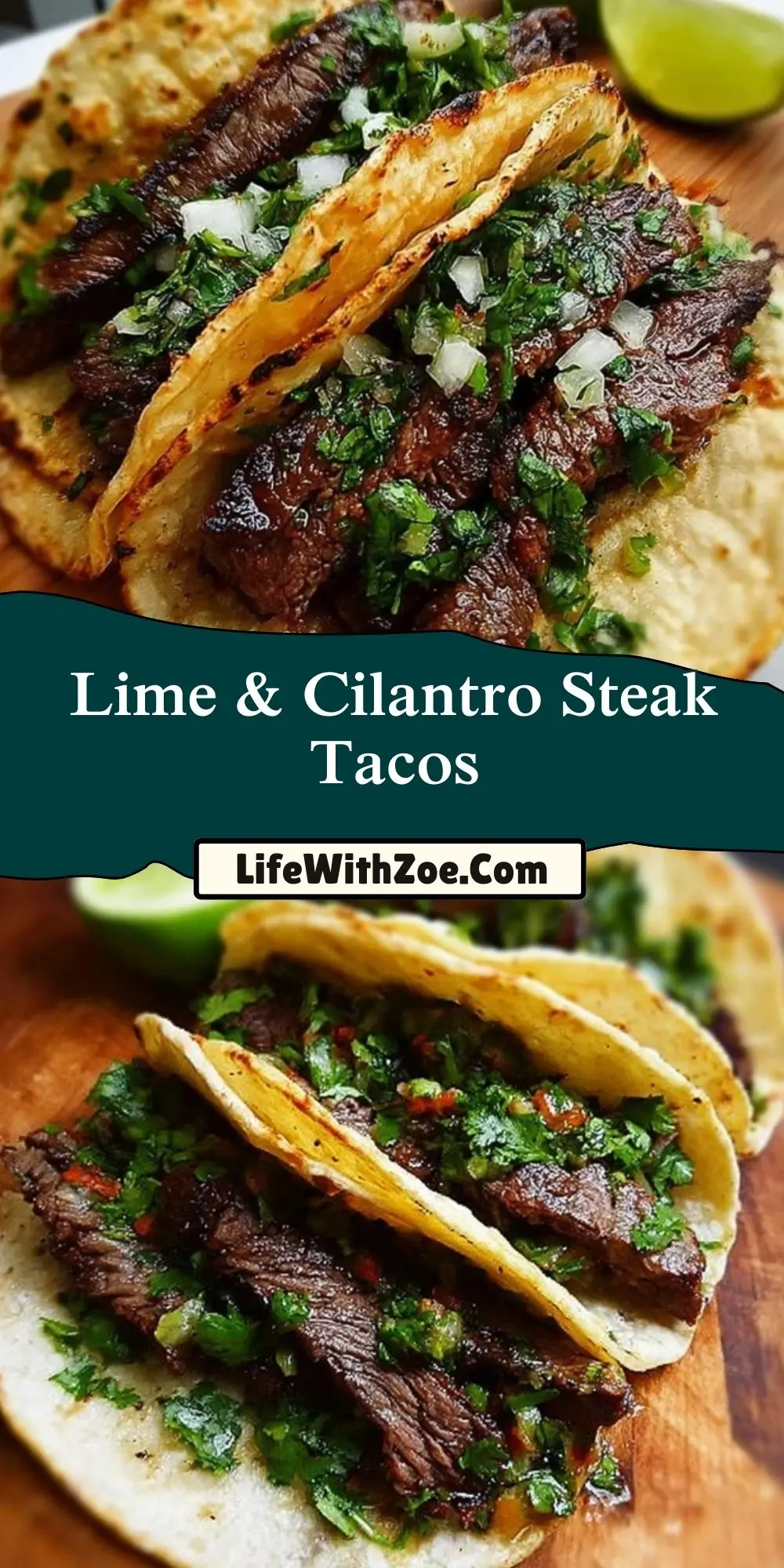 Lime & Cilantro Steak Tacos Pin 1