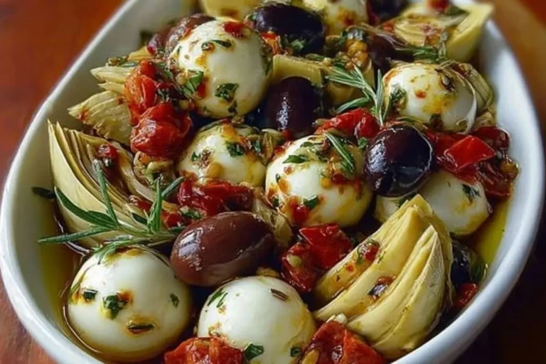 Marinated Mozzarella Balls, Artichokes, and Olives 1