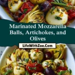 Marinated Mozzarella Balls, Artichokes, and Olives Pin 1