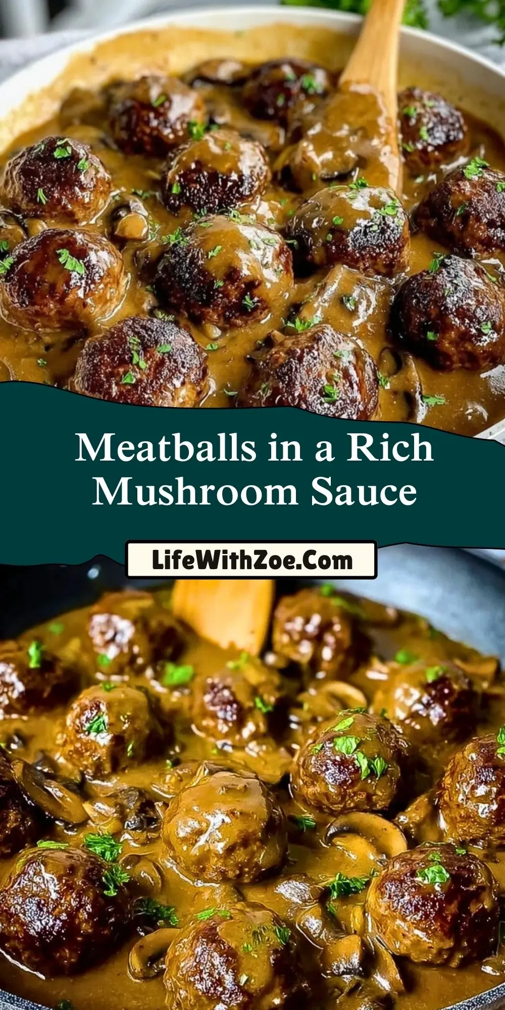 Meatballs in a Rich Mushroom Sauce Pin 1