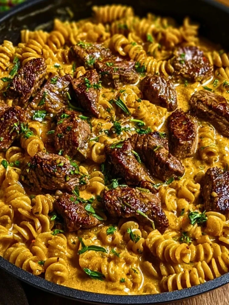 One-Pot Creamy Spicy Garlic Butter Steak & Pasta 2