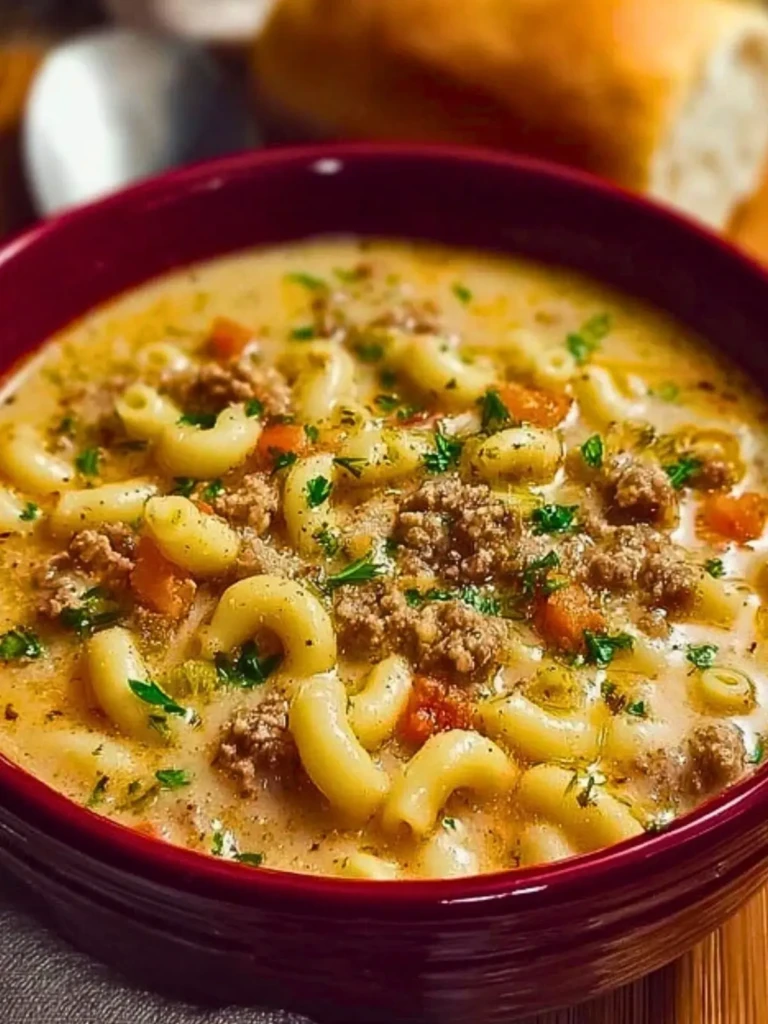 One-Pot Macaroni Cheeseburger Soup 2
