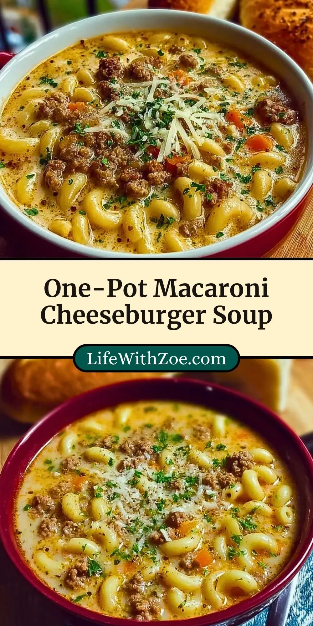 One-Pot Macaroni Cheeseburger Soup Pin 2