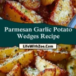 Parmesan Garlic Potato Wedges Recipe Pin 1
