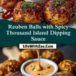 Reuben Balls with Spicy Thousand Island Dipping Sauce Pin 1