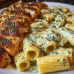 Rigatoni in Cheesy Italian Herb Alfredo with Cajun Chicken 1