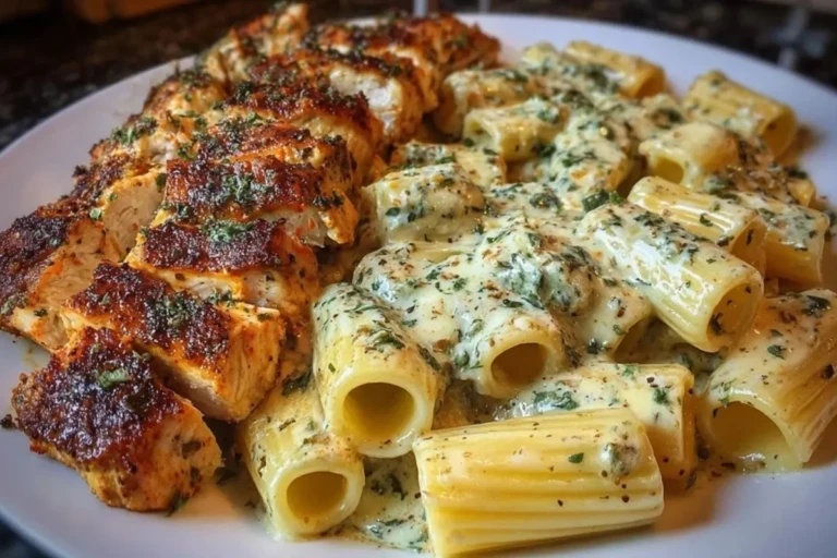 Rigatoni in Cheesy Italian Herb Alfredo with Cajun Chicken 1