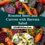 Roasted Beets and Carrots with Burrata Salad Pin 1