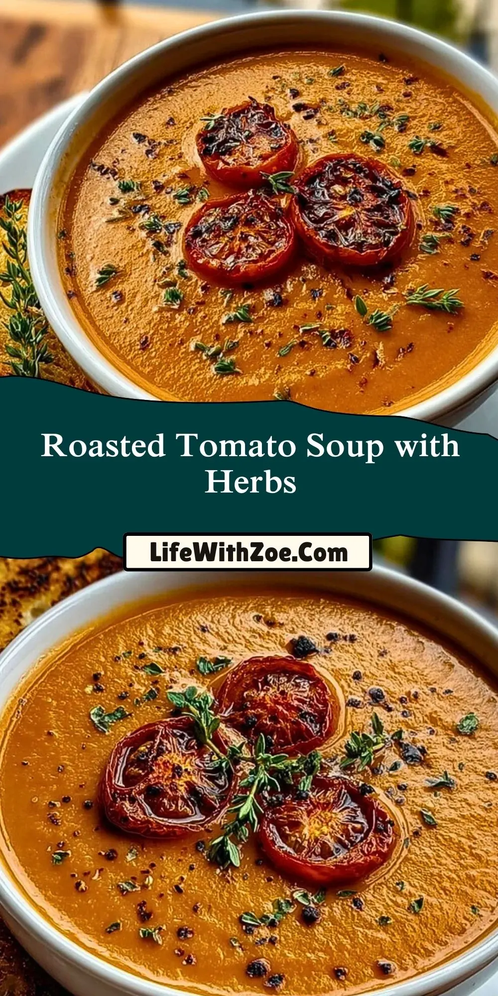 Roasted Tomato Soup with Herbs Pin 1