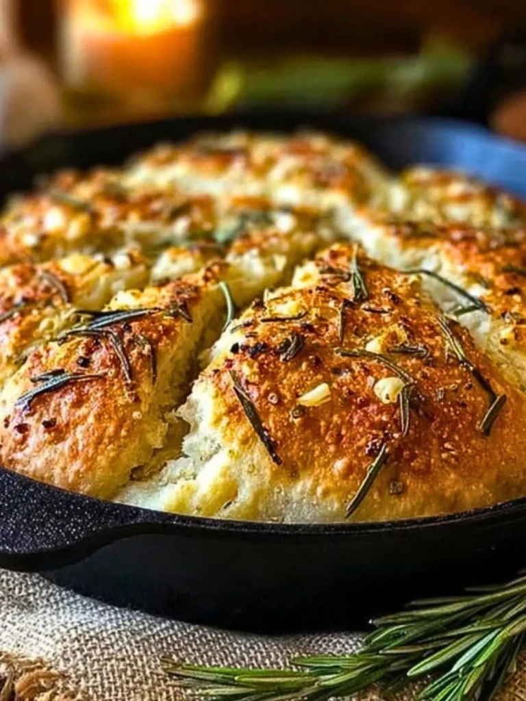 Rustic Garlic Rosemary Skillet Bread 2